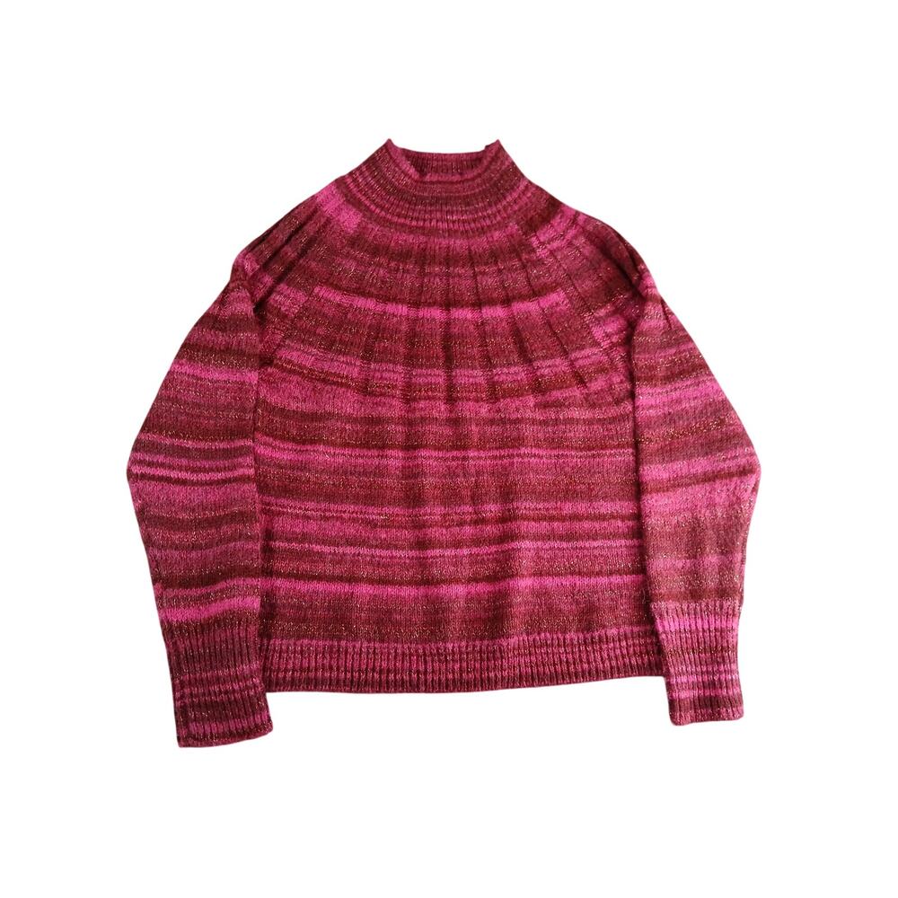 Knox Rose Sweater Womens Medium Red Holiday Stripes Turtleneck Knit Target NWT